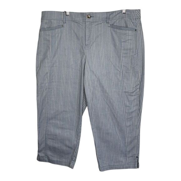 Style & Co Capri Pants Womens 16 Blue Striped Mid Rise Stretch Casual - Picture 1 of 5